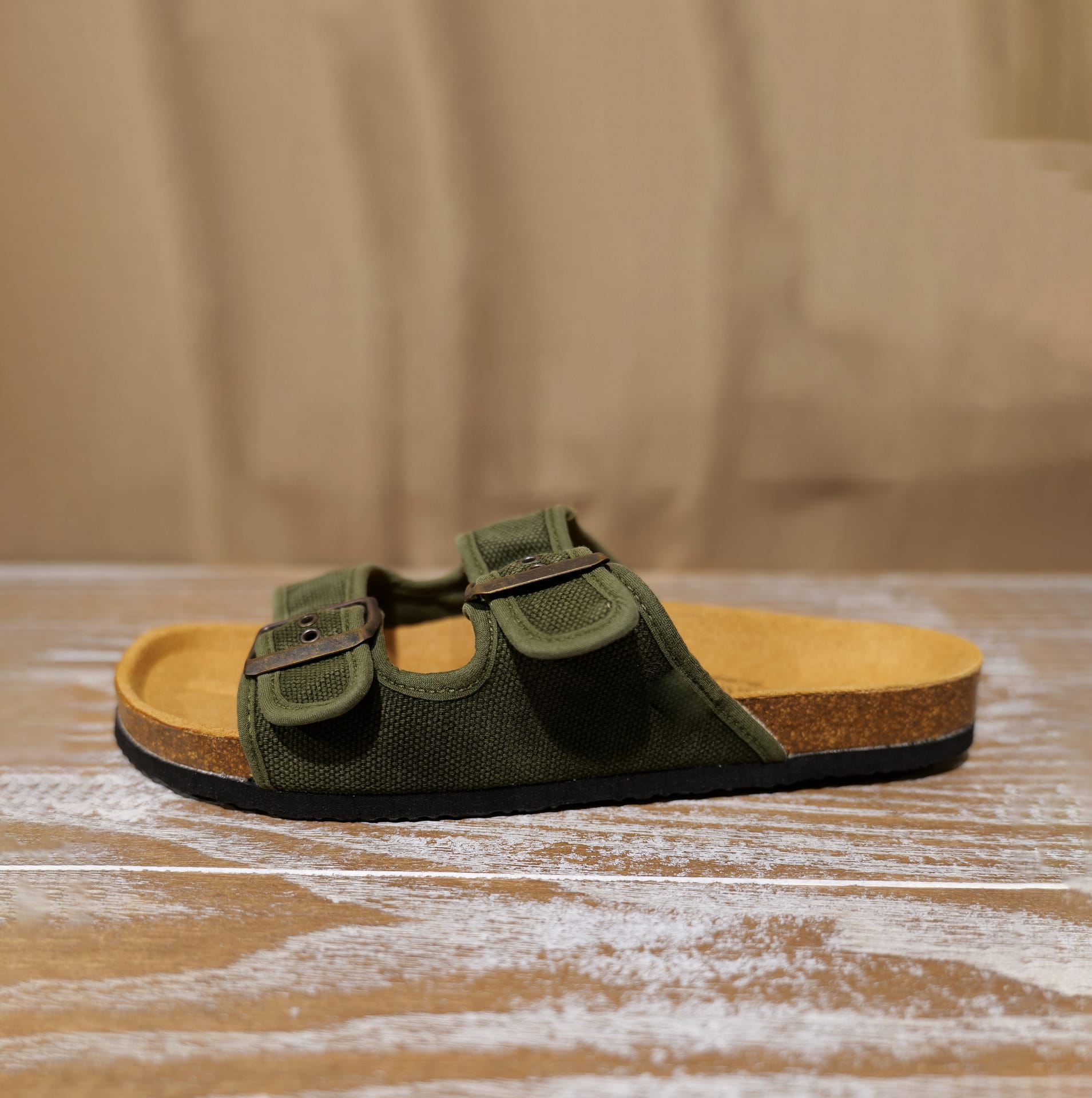 Sandales tissu vert kaki extérieur