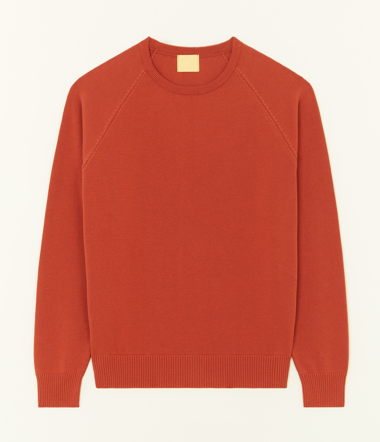 Pull col rond coton terracota - face