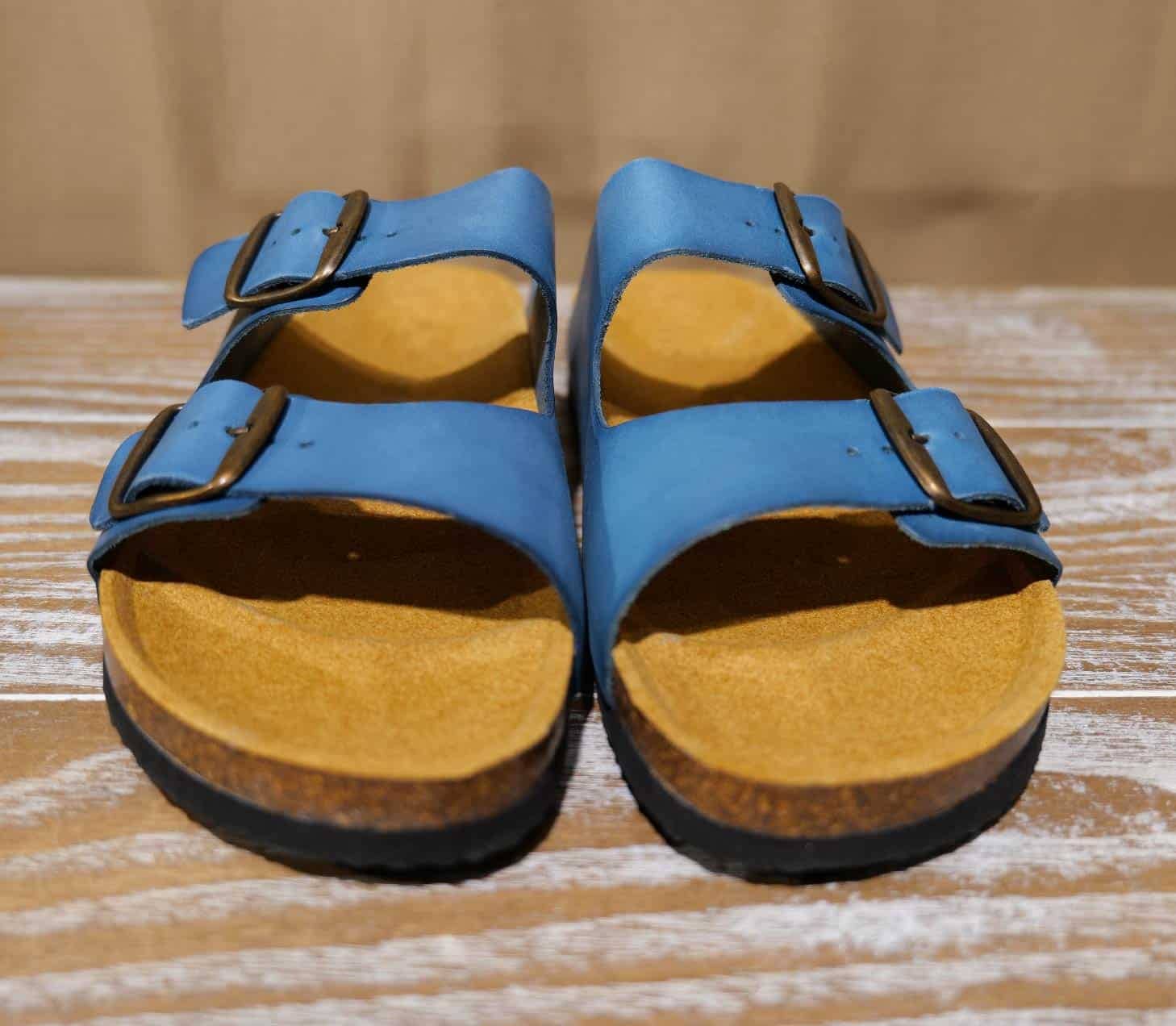 Sandales cuir bleu jean face