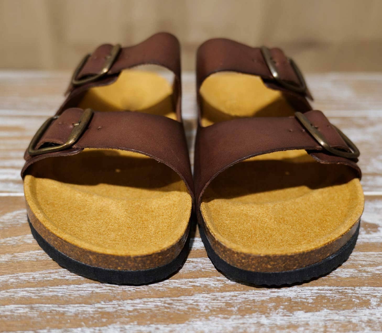 Sandales cuir marron foncé face