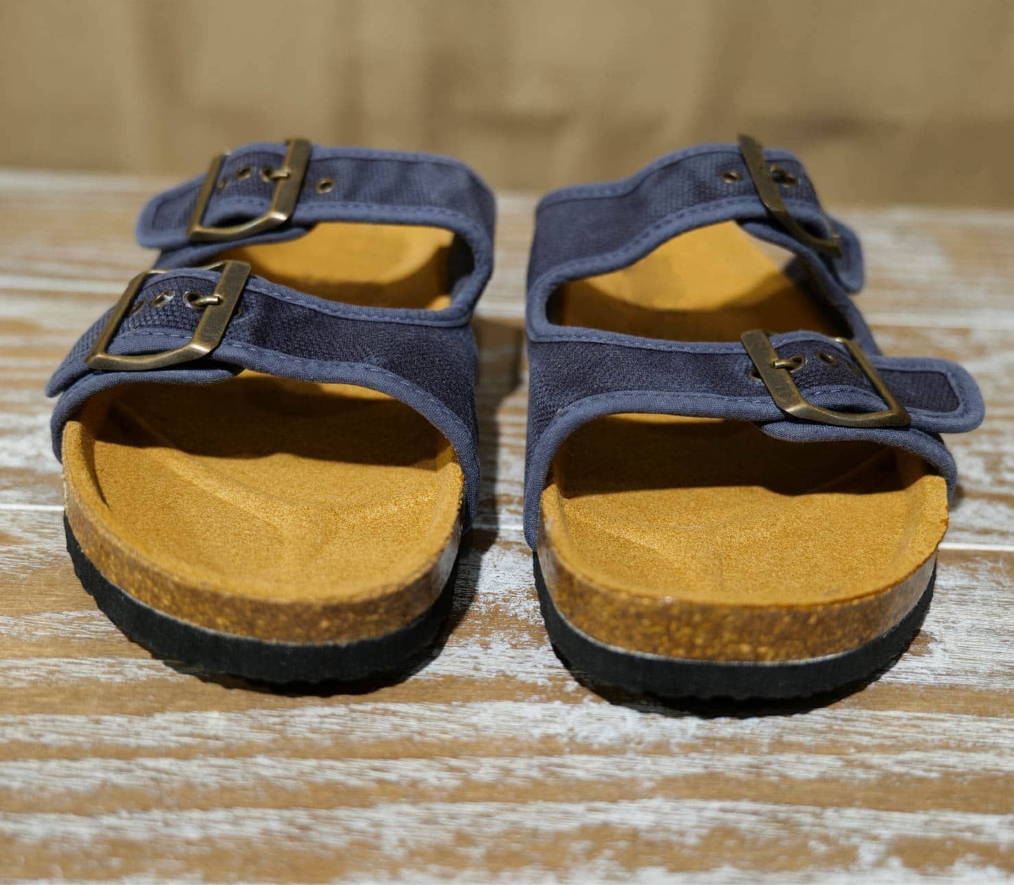 Sandales tissu bleu marine face